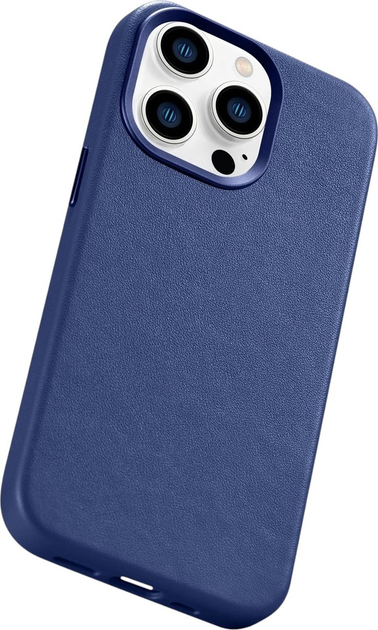 Панель iCarer Real Cowhide Premium Leather Magsafe для Apple iPhone 14 Pro Max Blue (WMI14220708-BU) - зображення 9