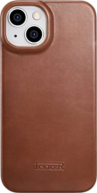 Чохол-книжка iCarer Curved Edge Oil Wax Real Leather Folio Case для Apple iPhone 14 Plus Retro Brown (AKI14220707-BN) - зображення 3