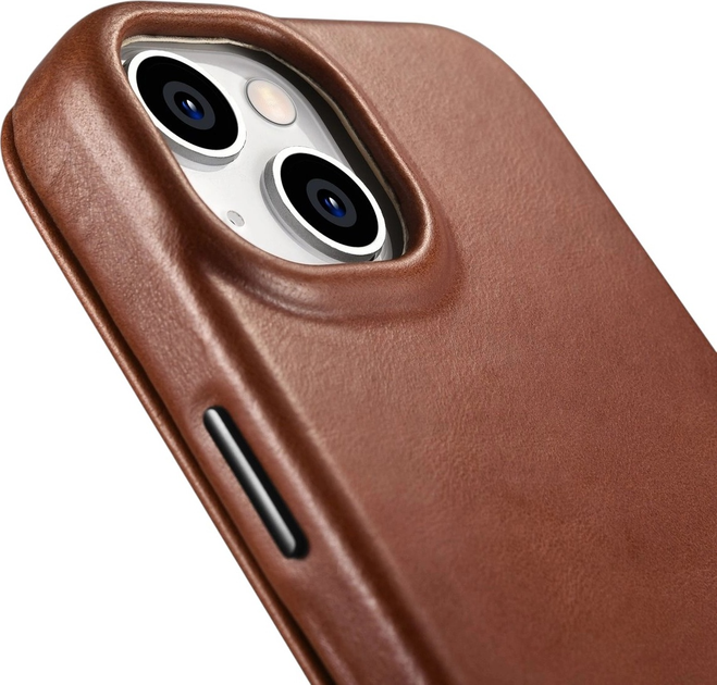 Чохол-книжка iCarer Curved Edge Oil Wax Real Leather Folio Case для Apple iPhone 14 Plus Retro Brown (AKI14220707-BN) - зображення 11