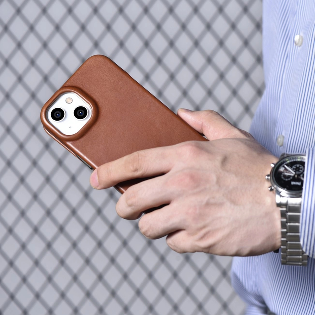 Чохол-книжка iCarer Curved Edge Oil Wax Real Leather Folio Case для Apple iPhone 14 Plus Retro Brown (AKI14220707-BN) - зображення 20