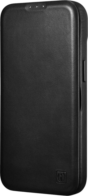 Чохол-книжка iCarer Curved Edge Oil Wax Real Leather Folio Case для Apple iPhone 14 Plus Black (AKI14220707-BK) - зображення 5