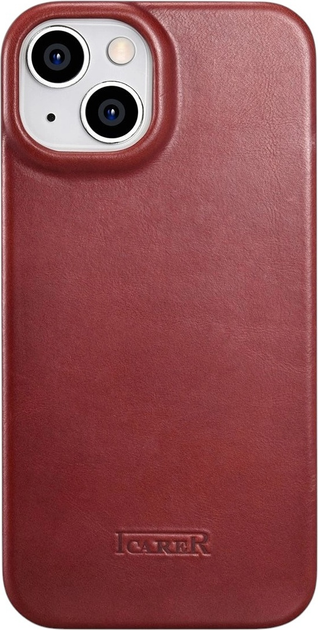 Чохол-книжка iCarer Curved Edge Oil Wax Real Leather Folio Case для Apple iPhone 14 Plus Red (AKI14220707-RD) - зображення 3