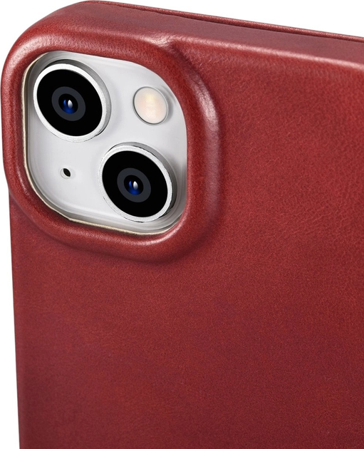 Чохол-книжка iCarer Curved Edge Oil Wax Real Leather Folio Case для Apple iPhone 14 Plus Red (AKI14220707-RD) - зображення 9