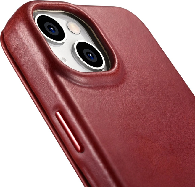 Чохол-книжка iCarer Curved Edge Oil Wax Real Leather Folio Case для Apple iPhone 14 Plus Red (AKI14220707-RD) - зображення 11