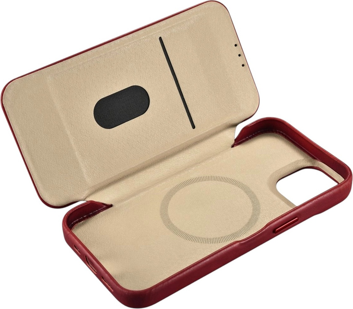 Чохол-книжка iCarer Curved Edge Oil Wax Real Leather Folio Case для Apple iPhone 14 Plus Red (AKI14220707-RD) - зображення 14