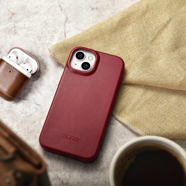 Чохол-книжка iCarer Curved Edge Oil Wax Real Leather Folio Case для Apple iPhone 14 Plus Red (AKI14220707-RD) - зображення 18