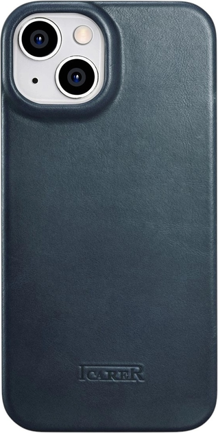 Чохол-книжка iCarer Curved Edge Oil Wax Real Leather Folio Case для Apple iPhone 14 Plus Navy Blue (AKI14220707-BU) - зображення 3