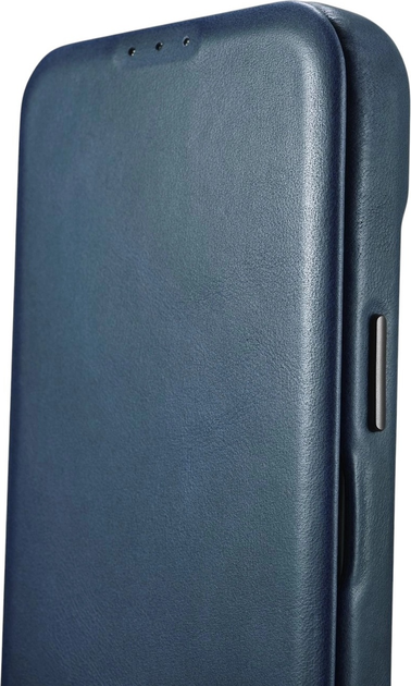 Чохол-книжка iCarer Curved Edge Oil Wax Real Leather Folio Case для Apple iPhone 14 Plus Navy Blue (AKI14220707-BU) - зображення 10