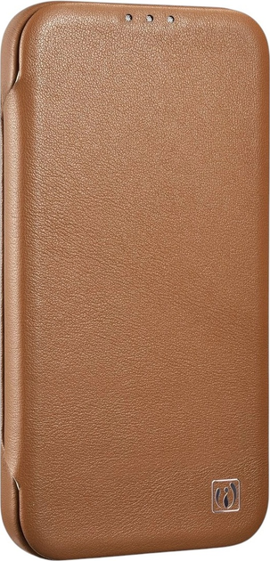 Чохол-книжка iCarer Curved Edge Real Cowhide Premium Leather Folio Case для Apple iPhone 14 Plus Brown (WMI14220715-BN) - зображення 4