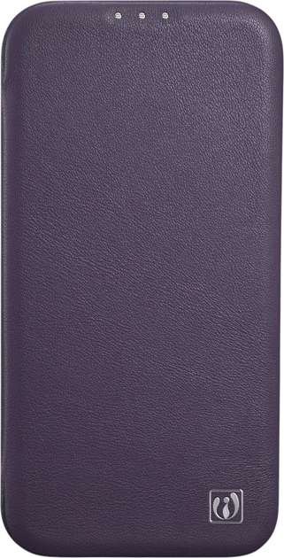 Чохол-книжка iCarer Curved Edge Real Cowhide Premium Leather Folio Case для Apple iPhone 14 Plus Dark Purple (WMI14220715-BN) - зображення 2