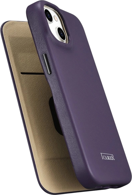 Чохол-книжка iCarer Curved Edge Real Cowhide Premium Leather Folio Case для Apple iPhone 14 Plus Dark Purple (WMI14220715-BN) - зображення 8