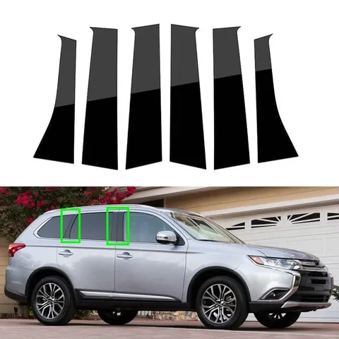 Накладки на стойки дверей Mitsubishi Outlander 3 6 шт. Черный глянец - Фото 8 Накладки на стойки дверей Mitsubishi Outlander 3 6 шт. Черный глянец - изображение 8