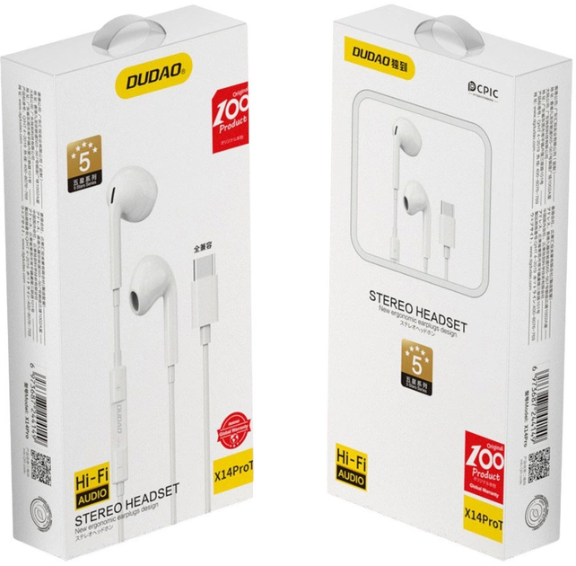 Słuchawki Dudao X14PROT In-Ear USB-C White (6973687244125) - obraz 4