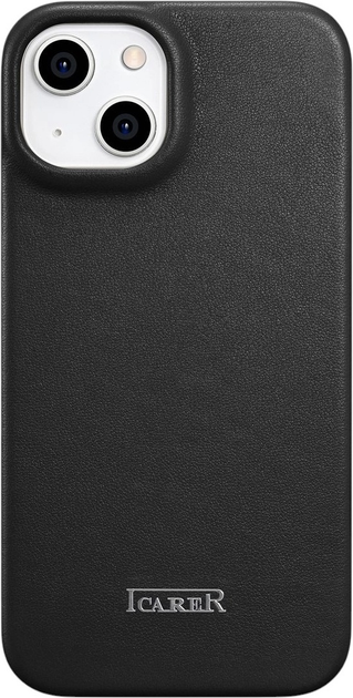 Etui z klapką iCarer Curved Edge Real Cowhide Premium Leather Folio Case do Apple iPhone 14 Plus Black (WMI14220715-BK) - obraz 3