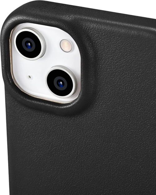 Etui z klapką iCarer Curved Edge Real Cowhide Premium Leather Folio Case do Apple iPhone 14 Plus Black (WMI14220715-BK) - obraz 9