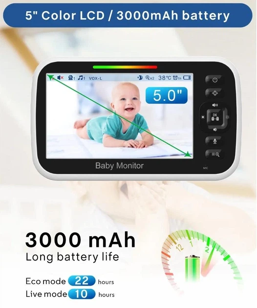 Видеоняня Baby Monitor SM651, монитор 5", двусторонняя аудиосвязь, ночное видение - изображение 3