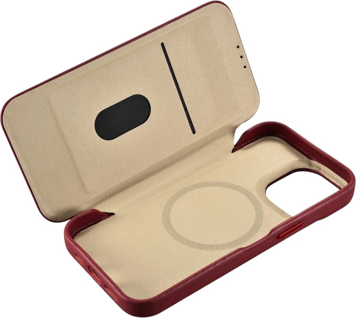 Чохол-книжка iCarer Curved Edge Oil Wax Real Leather Folio Case для Apple iPhone 14 Pro Max Red (WMI14220716-RD) - зображення 14