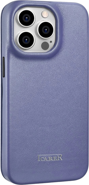 Etui z klapką iCarer Curved Edge Oil Wax Real Leather Folio Case do Apple iPhone 14 Pro Max Light Purple (WMI14220716-LP) - obraz 3