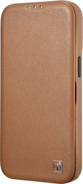 Etui z klapką iCarer Curved Edge Real Cowhide Premium Leather Folio Case do Apple iPhone 14 Pro Brown (WMI14220714-BN) - obraz 5