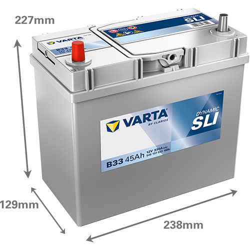 Автомобильный аккумулятор Varta Blue Dynamic 45А Тонкая клема (+/-) ASIA B33 (330EN) (545157033) - изображение 4
