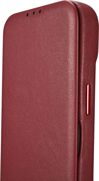 Etui z klapką iCarer Curved Edge Real Cowhide Premium Leather Folio Case do Apple iPhone 14 Pro Red (WMI14220714-RD) - obraz 10