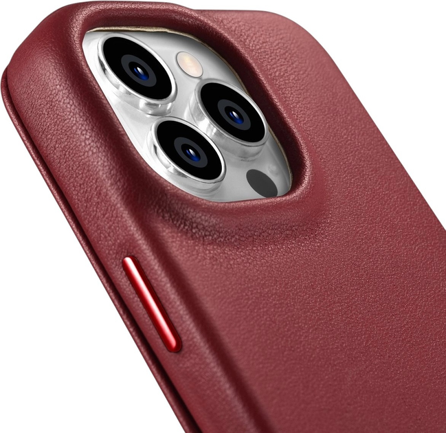 Etui z klapką iCarer Curved Edge Real Cowhide Premium Leather Folio Case do Apple iPhone 14 Pro Red (WMI14220714-RD) - obraz 11