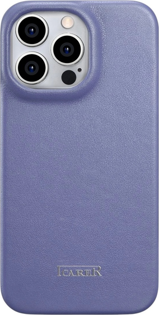 Etui z klapką iCarer Curved Edge Real Cowhide Premium Leather Folio Case do Apple iPhone 14 Pro Light Purple (WMI14220714-LP) - obraz 3