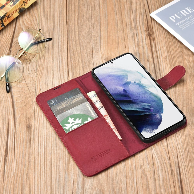 Etui z klapką iCarer Haitang Leather Wallet Case do Samsung Galaxy S22 Plus Red (6958955898156) - obraz 11