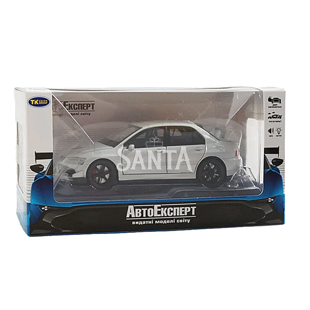 Машинка метал Mitsubishi Lancer Evolution IX сіра 1:32 світло звук