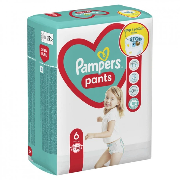 Подгузники Pampers трусики Pants Giant Розмір 6 (14-19 кг) 19 шт (8006540067802) (256693) - изображение 3