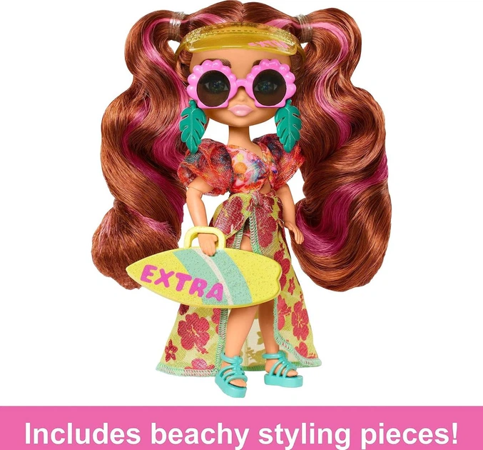 Кукла Барби Экстра Минис Путешествие Пляж Barbie Extra Fly Minis Travel Beach Look (HPB18) - изображение 3