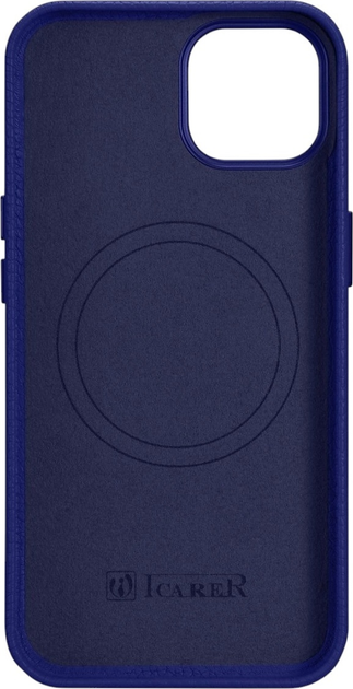 Etui iCarer Litchi Premium Leather Magsafe Back Case do Apple iPhone 14 Dark Blue (WMI14220709-DB) - obraz 3
