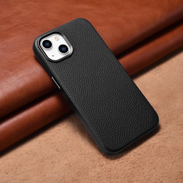 Панель iCarer Litchi Premium Leather Magsafe Back Case для Apple iPhone 14 Black (WMI14220709-BK) - зображення 13