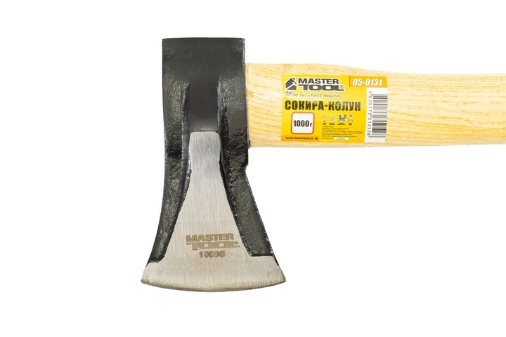Топор-колун MASTERTOOL 1000 г HRC 50 рукоятка из дерева с полимерной защитой 430 мм 05-0131 - Фото 3 Топор-колун MASTERTOOL 1000 г HRC 50 рукоятка из дерева с полимерной защитой 430 мм 05-0131 - изображение 3