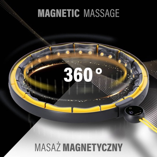 Hula-Hop z obciążnikiem i magnesem, licznik HHM21 HMS czarno-żółte (5907695558449) - obraz 3