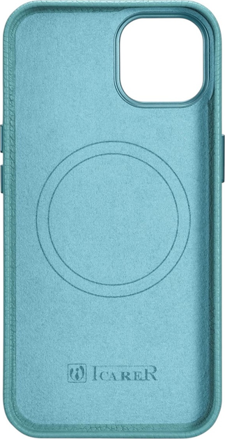 Etui iCarer Litchi Premium Leather Magsafe Back Case do Apple iPhone 14 Green (WMI14220709-GN) - obraz 3