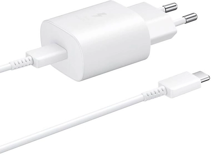 Ładowarka sieciowa Samsung EP-TA800EWE USB-C 25 W + kabel EP-DA705BWE White (8596311206221) - obraz 1