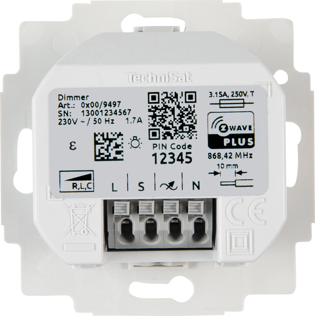 Розумний димер TechniSat Dimmer-Einsatz одинарний (0300/9497) - зображення 4