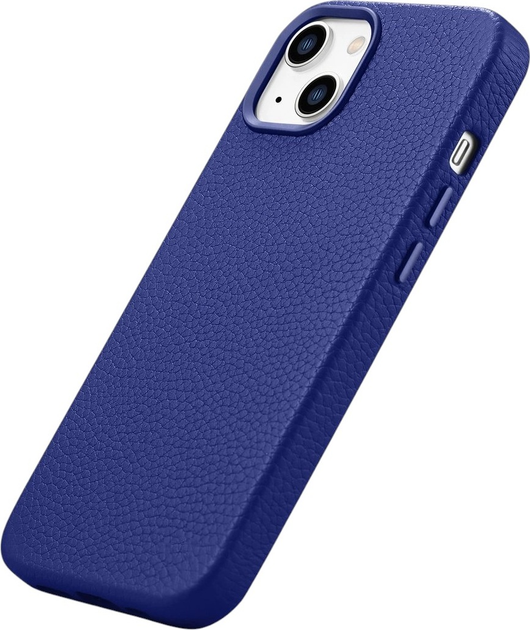 Панель iCarer Litchi Premium Leather Magsafe Back Case для Apple iPhone 14 Plus Dark Blue (WMI14220711-DB) - зображення 5