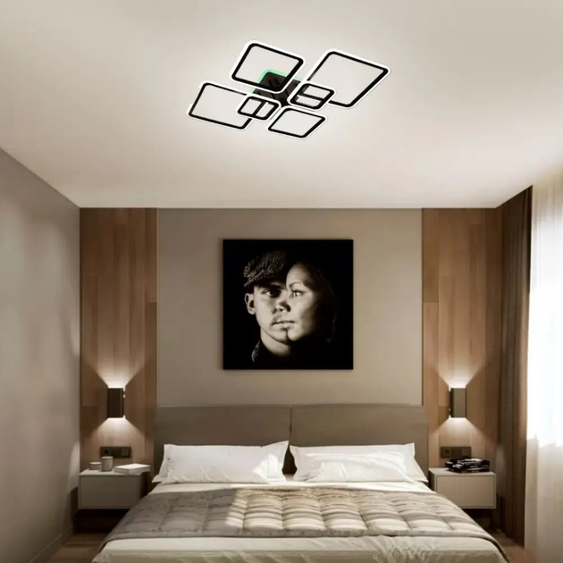 Керована світлодіодна люстра Esllse OVAL RGB 120W 7S-APP 3000-6500К 960x750x110-BLACK-220-IP20 - зображення 5