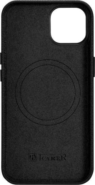 Etui iCarer Litchi Premium Leather Magsafe Back Case do Apple iPhone 14 Plus Black (WMI14220711-BK) - obraz 3