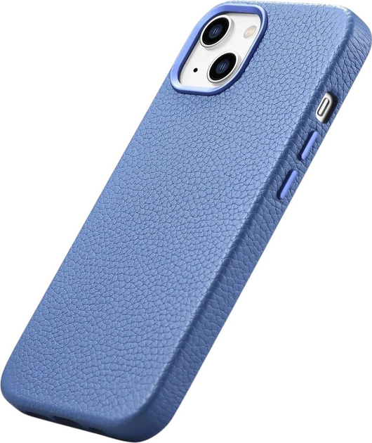 Etui iCarer Litchi Premium Leather Magsafe Back Case do Apple iPhone 14 Plus Light Blue (WMI14220711-LB) - obraz 5