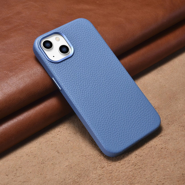Etui iCarer Litchi Premium Leather Magsafe Back Case do Apple iPhone 14 Plus Light Blue (WMI14220711-LB) - obraz 14