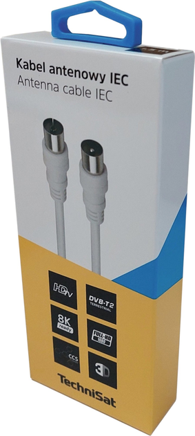 Kabel TechniSat Coaxial IEC - IEC 1.5 m White (76-4830-01) - obraz 3