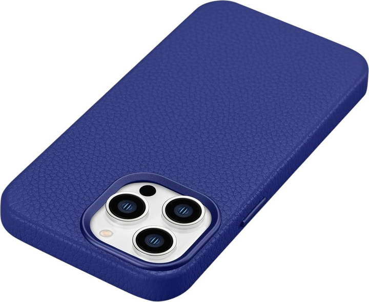 Etui iCarer Litchi Premium Leather Magsafe Back Case do Apple iPhone 14 Pro Dark Blue (WMI14220710-DB) - obraz 6