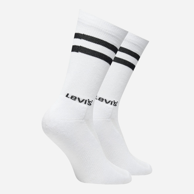 Набір жіночих шкарпеток високих Levi`s Regular Cut Sport Stripe 2P 35-38 2 пари Білий/Чорний (8720245583176) - зображення 4