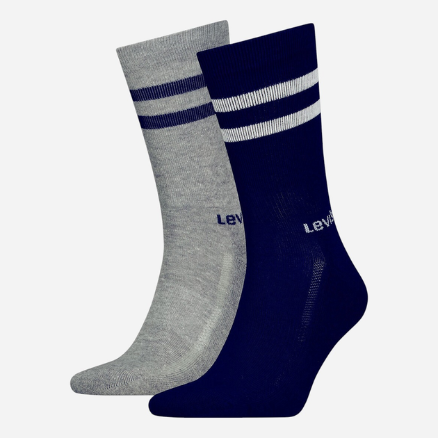 Zestaw skarpet męskich Levi`s Regular Cut Sport Stripe 2P 43/46 2 pary Granatowy/Szary - obraz 1