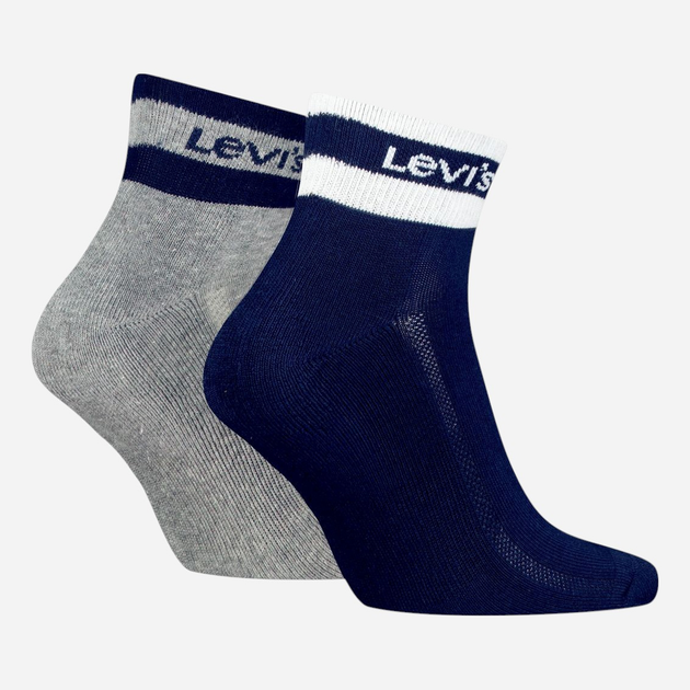 Zestaw skarpet męskich Levi`s Mid Cut Sport Stripe 2P 39/42 2 pary Granatowy/Szary - obraz 2
