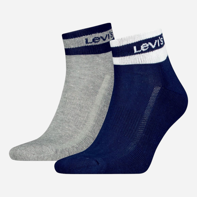 Zestaw skarpet męskich Levi`s Mid Cut Sport Stripe 2P 43/46 2 pary Granatowy/Szary - obraz 1