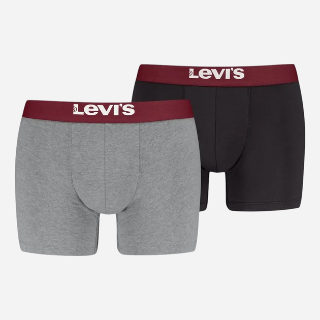 Zestaw majtek męskich typu bokserki Levi`s Men Sld Basc Boxer Brief Org Co XL 2 szt. Szary/Czarny - obraz 1